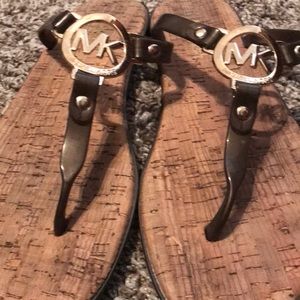 Michael Kors cork bottom flip flops